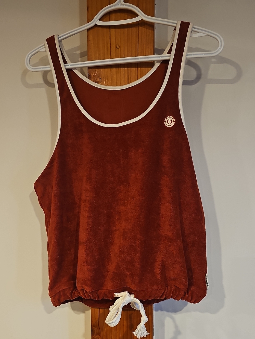 Element Rust Red Tank Top with White Trim and Drawstring